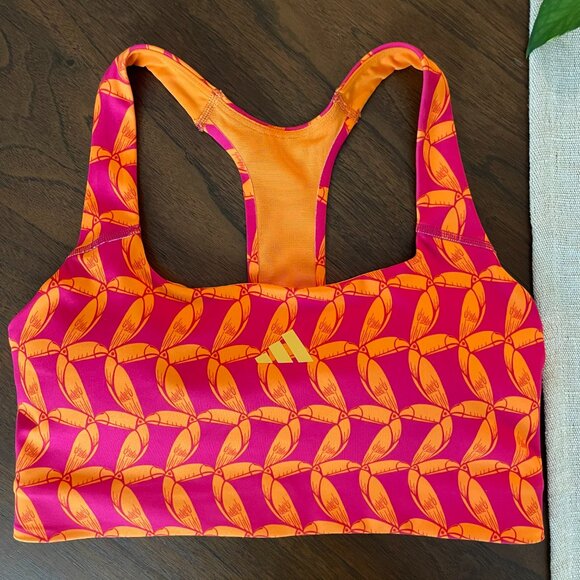Farm Rio Adidas Colab Racerback Farm Bra Training Entrenamiento Orange Pink S - Picture 13 of 13